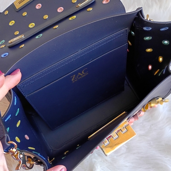 Zac Posen Blue Rainbow Floral Parisian Nights Eartha Top Handle Convertible Bag - Picture 14 of 16